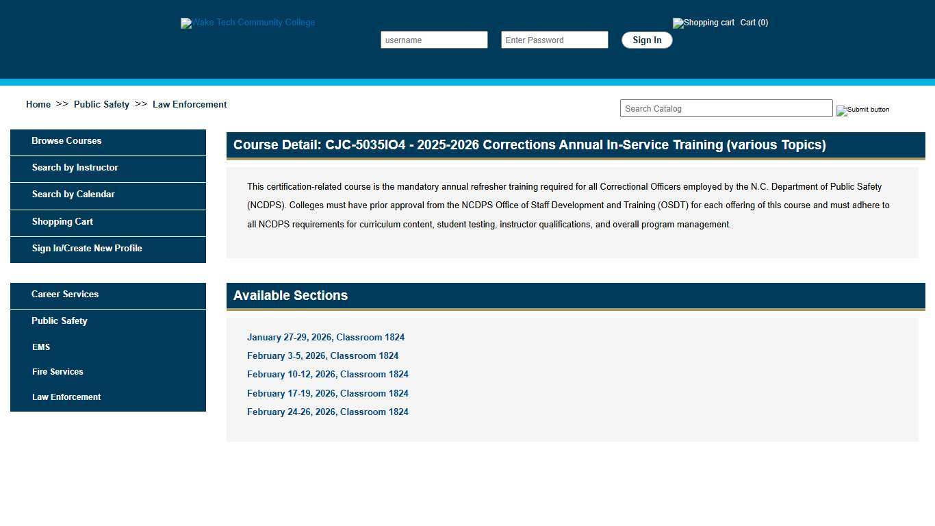 2025-2026 Corrections Annual In-Service Training (various Topics) - Lead the Way Wake Tech