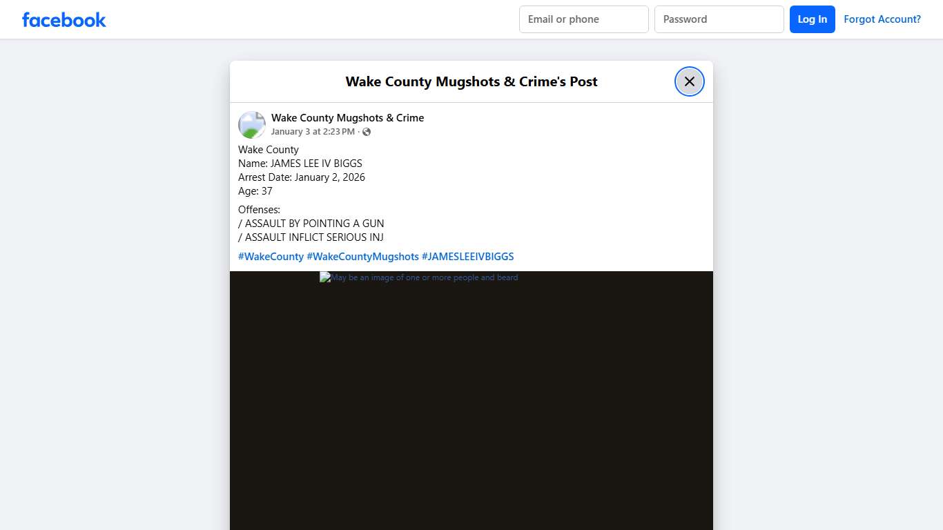 Wake County Name: JAMES... - Wake County Mugshots & Crime Facebook
